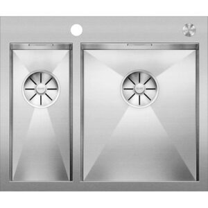 1413701 Lavello sopratop e filotop con fascia miscelatore R10  585x490mm ZEROX 340/180-IF/A R est. 10 mm   BLANCO