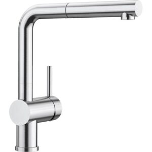 1512404 Miscelatore canna alta con doccetta estraibile in metallo LINUS-S Effetto Inox  BLANCO