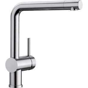 1517183 Miscelatore a canna alta acciaio inox LINUS Acciaio Massiccio Spazzolato BLANCO