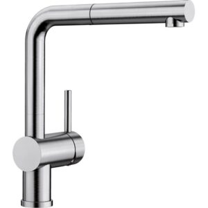 1517184 Miscelatore a canna alta acciaio inox con doccetta estraibile LINUS-S Acciaio Massiccio Spazzolato BLANCO