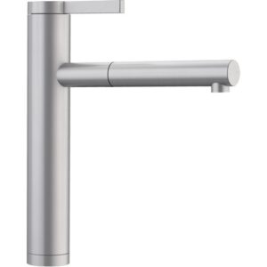 1517593 Miscelatore a canna alta acciaio inox con doccetta estraibile LINEE-S Acciaio Massiccio Satinato Opaco BLANCO
