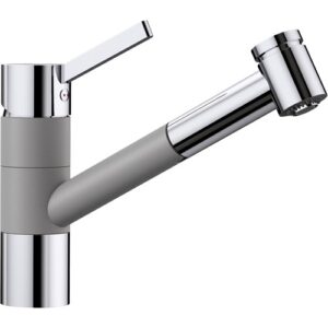 1517611 Miscelatore canna rialzata con doccetta estraibile a due getti TIVO-S Alumetallic/Cromato BLANCO