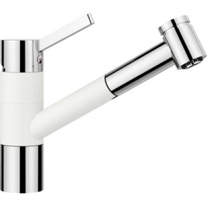 1517613 Miscelatore canna rialzata con doccetta estraibile a due getti TIVO-S Bianco/Cromato BLANCO