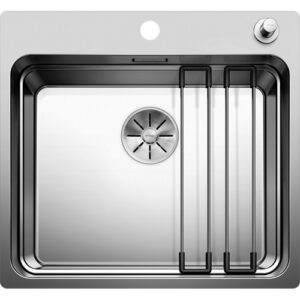 1521748 Lavello sopratop e filotop inox con fascia miscelatore con barre multifunzione 530x490mm ETAGON 500 -IF/A BLANCO