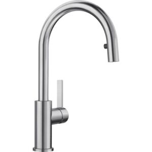1523121 Miscelatore cucina a canna alta con doccetta a scomparsa acciaio inox CANDOR-S Acciaio Massiccio Spazzolato BLANCO - immagine 1