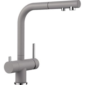 1525201 Miscelatore a 3 vie comandi ed erogatori separati e doccetta estraibile FONTAS-S II - 3 vie - Alumetallic BLANCO
