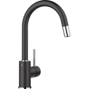 1526146 Miscelatore a canna alta con doccetta estraibile MIDA-S Nero BLANCO