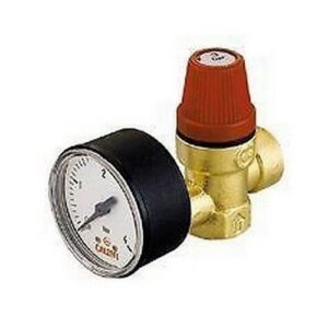 313580  Valvola di sicurezza   FF, con manometro  3/4" 8  BAR CALEFFI