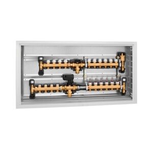 6640L1 Gruppo di commutazione e distribuzione per impianto a pannelli radianti e ventilconvettori preassemblato 1" - 10 + 4 derivazioni 1/4" CALEFFI - immagine 1
