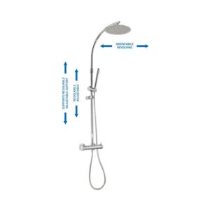 02P67174A0CR Colonna doccia d.24 regolabile e orientabile con supporto scorrevole, soffione CHELSEA e doccetta cromo SPHERA