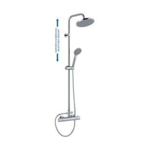 14E49174A0CR Colonna doccia fissa in acciaio cromato con supporto, miscelatore, soffione e doccetta cromo SPHERA