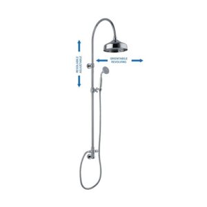 C36C4371ECR Colonna doccia con supporto regolabile, presa acqua a muro con deviatore, soffione e doccetta anticalcare cromo SPHERA - immagine 1