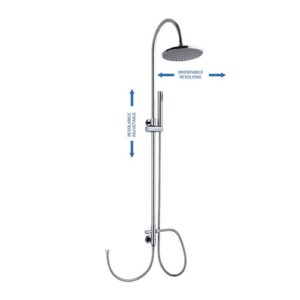 C37D43639CR Colonna doccia regolabile e orientabile deviatore e attacco flessibile con soffione e doccetta cromo SPHERA - immagine 1