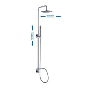 C40C41055CR Colonna doccia regolabile e orientabile con presa acqua a muro, deviatore, soffione e doccetta cromo SPHERA - immagine 1