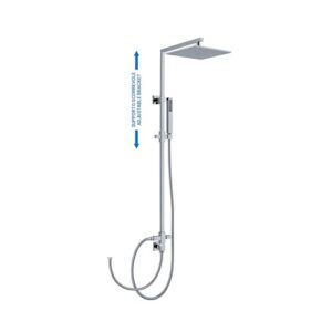 C56D40548CR Colonna doccia quadra regolabile e orientabile deviatore e attacco flessibile con soffione e doccetta cromo SPHERA