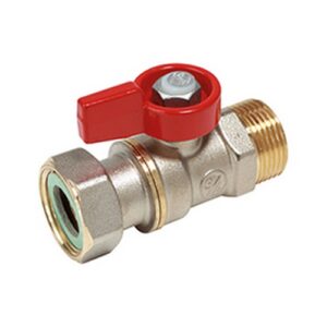 R254PX012 Valvola a sfera, attacchi M-F 1/2"M x calotta 1/2"F - rossa GIACOMINI - immagine 1