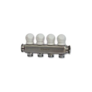 208AVTT-06-12 Collettore inox con vitoni e maniglie att.3/4" 1"x 12 vie TE-SA