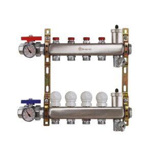 220A2-06-12I3 Collettore inox con detentori att.3/4" con sfoghi aria automatici 1"x 12 vie TE-SA - immagine 1