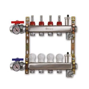 220ATT2-06-10I3 Collettore inox con flussimetri att.3/4" sfogo aria automatico 1"x 10 vie TE-SA - immagine 1