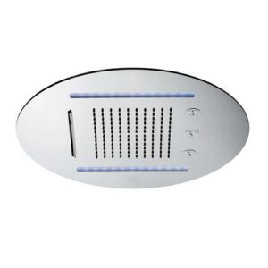 686.21.018 Soffione tondo ad incasso in acciaio con getto pioggia, cascata, atomizzatori e sistema di illuminazione multicolore automatico Ø 400 mm cromo NEWFORM - immagine 1
