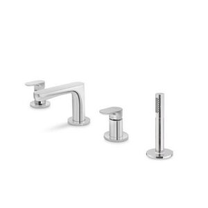 69482C.21.018 Gruppo bordo vasca completo di bocca erogazione con deviatore e set doccetta cromo NEWFORM - immagine 1