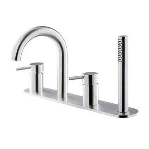 69689XC.50.050 Gruppo bordo vasca completo di bocca di erogazione, deviatore e set doccetta inox NEWFORM - immagine 1