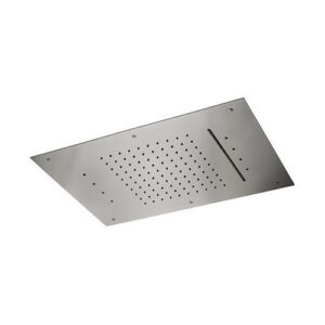 70024.21.018 Soffione rettangolare ad incasso in acciaio con getto pioggia, cascata e sistema di illuminazione multicolore automatico 600mmX400mm cromo NEWFORM - immagine 1