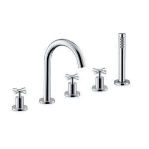 70882C.21.018 Gruppo bordo vasca 5 fori completo di bocca erogazione, deviatore e set doccia cromo NEWFORM