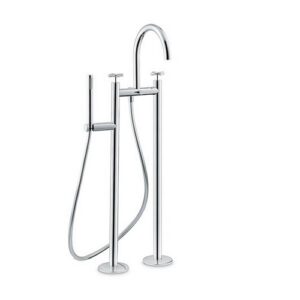 70886C.21.018 Gruppo vasca con colonne di alimentazione a pavimento, deviatore automatico, flessibile 150 cm e doccetta cromo NEWFORM - immagine 1