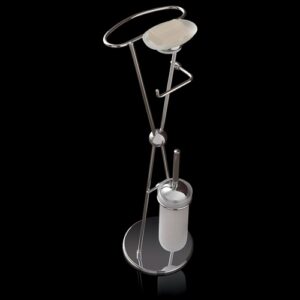 0805-C Piantana wc/bidet cromata con accessori in vetro satinato TL BATH