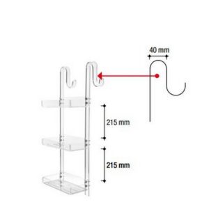 1143-C-TR Portaoggetti 3 piani da appendere con gancio e plexiglass trasparente FORBOX TL BATH