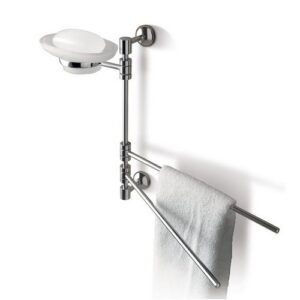 1527-C Portasapone con porta salviette orientabile cromato 30cm RIVIERA TL BATH - immagine 1