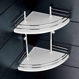 1583-C-NR Angolare doccia con ringhiere a 2 piani cromato e plexiglass nero FORBOX TL BATH - immagine 1