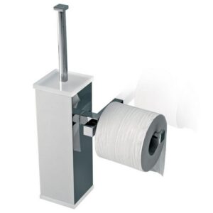 4526-C-RS Portascopino a parete con portarotolo e plexiglass rosa EDEN TL BATH - immagine 1