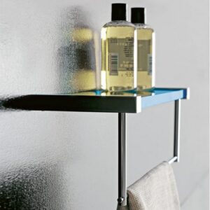 4538-C-BL Mensola bidet cromata con porta salviette in plexiglass blu EDEN TL BATH - immagine 1