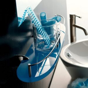 5513-C-BL Mensola con ringhiera cromata e plexiglass blu KOR TL BATH - immagine 1