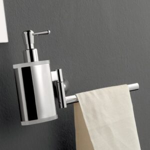 5528DXCBC Porta salviette con porta dispenser a destra cromato e plexiglass bianco KOR TL BATH - immagine 1