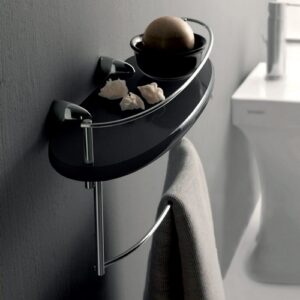 5538-C-RS Mensola bidet con porta salviette in plexiglass rosa KOR TL BATH - immagine 1