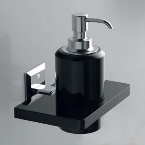 G223-C-NR Dosatore sapone liquido a parete cromato e plexiglass nero GRIP TL BATH - immagine 1