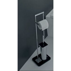 G373-C-NR Piantana wc in ottone cromato e plexiglass nero GRIP TL BATH - immagine 1