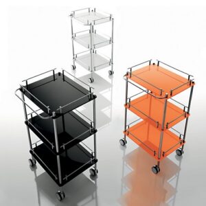 K115-C-NR Carrello portaoggetti finitura cromata e plexiglass nero COMPLEMENTI TL BATH - immagine 1