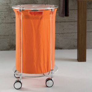 K123CSNNR Carrello portabiancheria tondo cromato con sacco arancio TL BATH - immagine 1